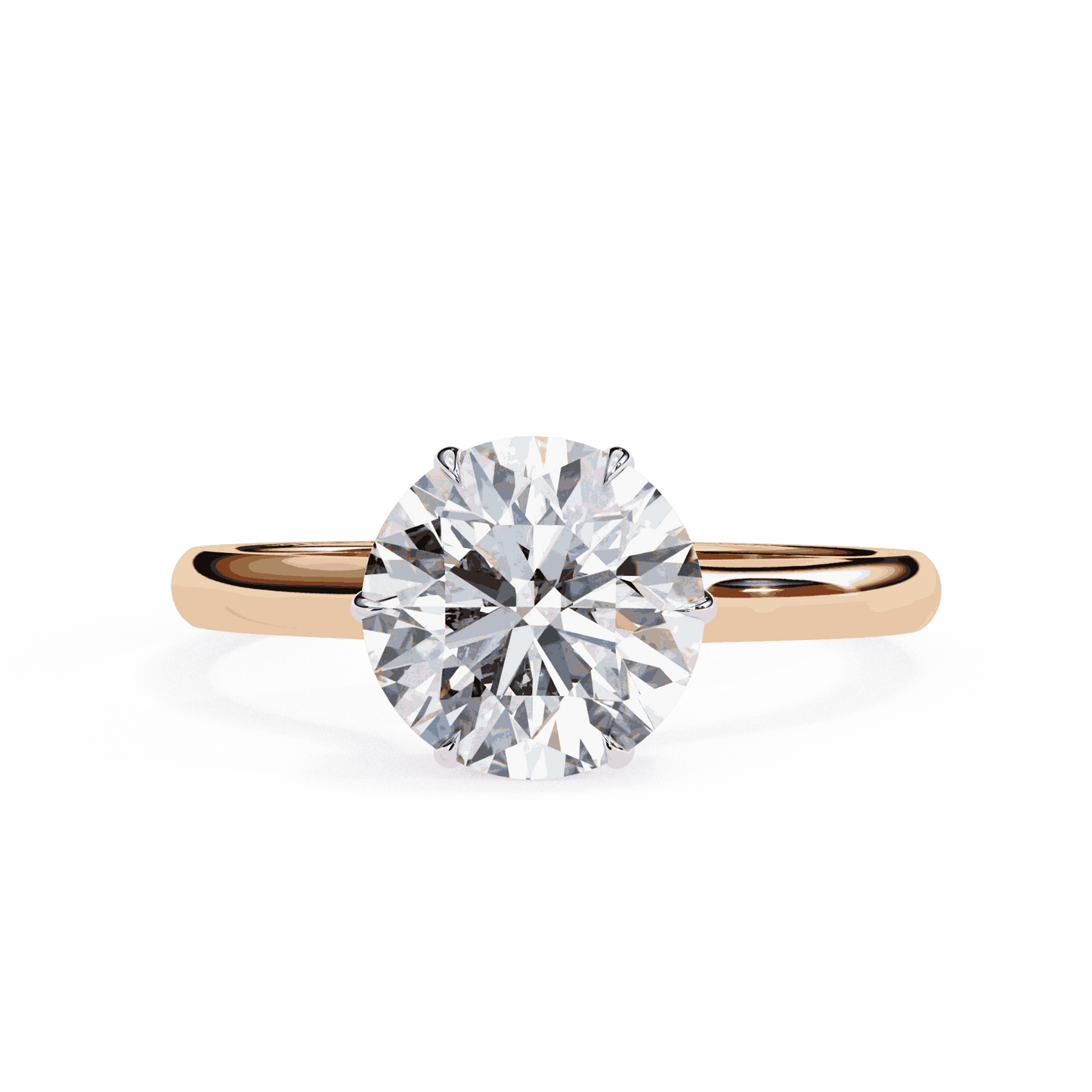 Round Cut Lab Grown Diamond Solitaire Engagement Ring with Hidden Halo