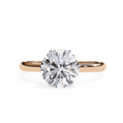 Round Cut Lab Grown Diamond Solitaire Engagement Ring with Hidden Halo
