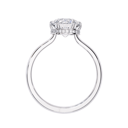 Round Cut Lab Grown Diamond Solitaire Engagement Ring with Hidden Halo