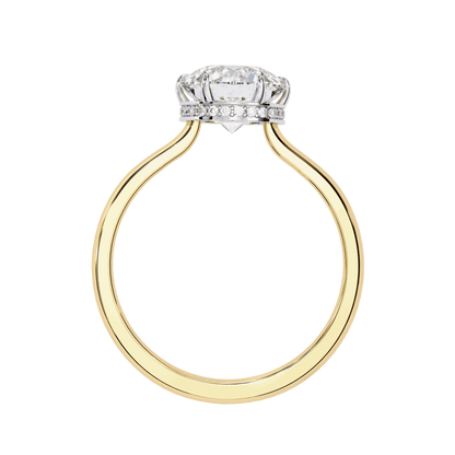 Round Cut Lab Grown Diamond Solitaire Engagement Ring with Hidden Halo