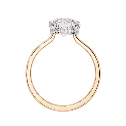 Round Cut Lab Grown Diamond Solitaire Engagement Ring with Hidden Halo