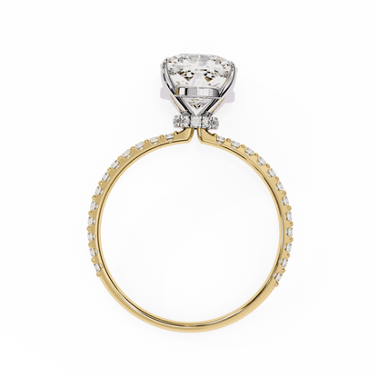 Cushion Cut Lab Grown Diamond Pavé Engagement Ring with Hidden Halo Basket