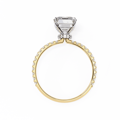 Radiant Cut Lab Grown Diamond Pavé Engagement Ring with Hidden Halo Basket