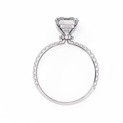 Radiant Cut Lab Grown Diamond Pavé Engagement Ring with Hidden Halo Basket
