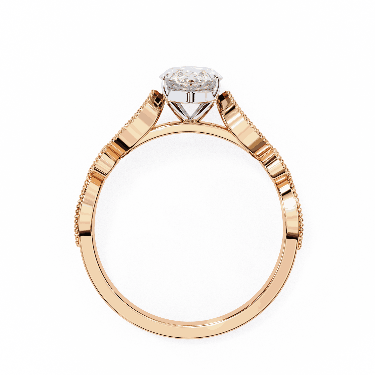 Marquise Cut Lab Grown Diamond Cathedral Engagement Ring with Vintage Milgrain