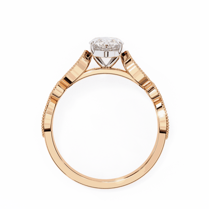Marquise Cut Lab Grown Diamond Cathedral Engagement Ring with Vintage Milgrain