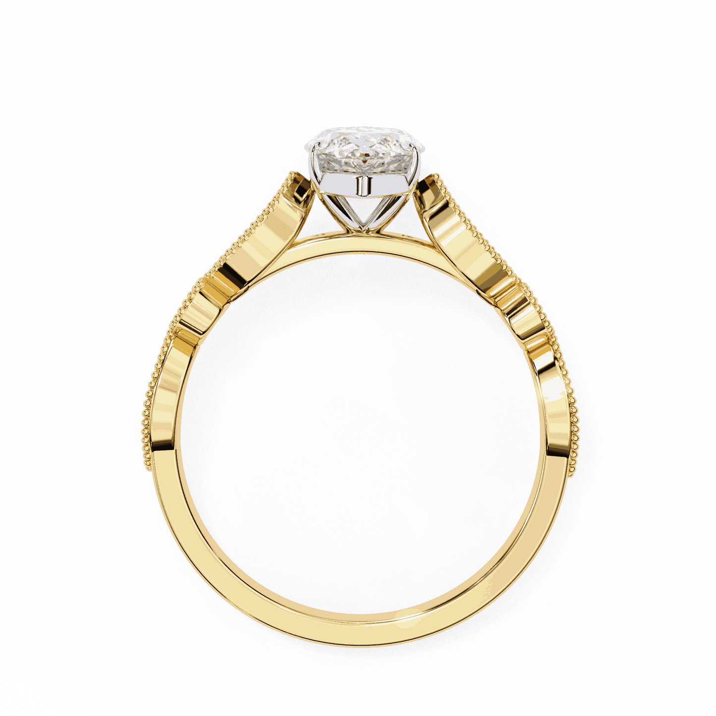 Marquise Cut Lab Grown Diamond Cathedral Engagement Ring with Vintage Milgrain