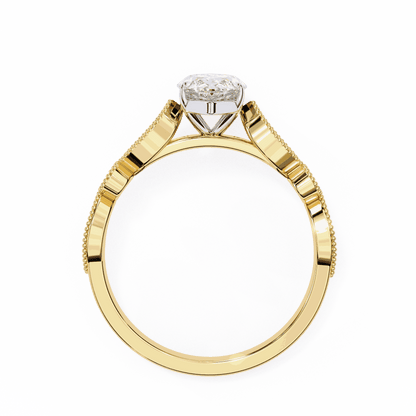 Marquise Cut Lab Grown Diamond Cathedral Engagement Ring with Vintage Milgrain