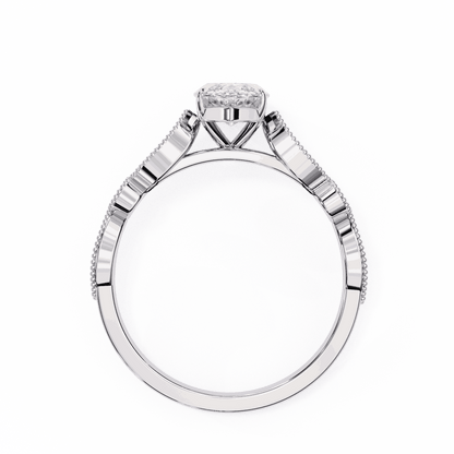 Marquise Cut Lab Grown Diamond Cathedral Engagement Ring with Vintage Milgrain
