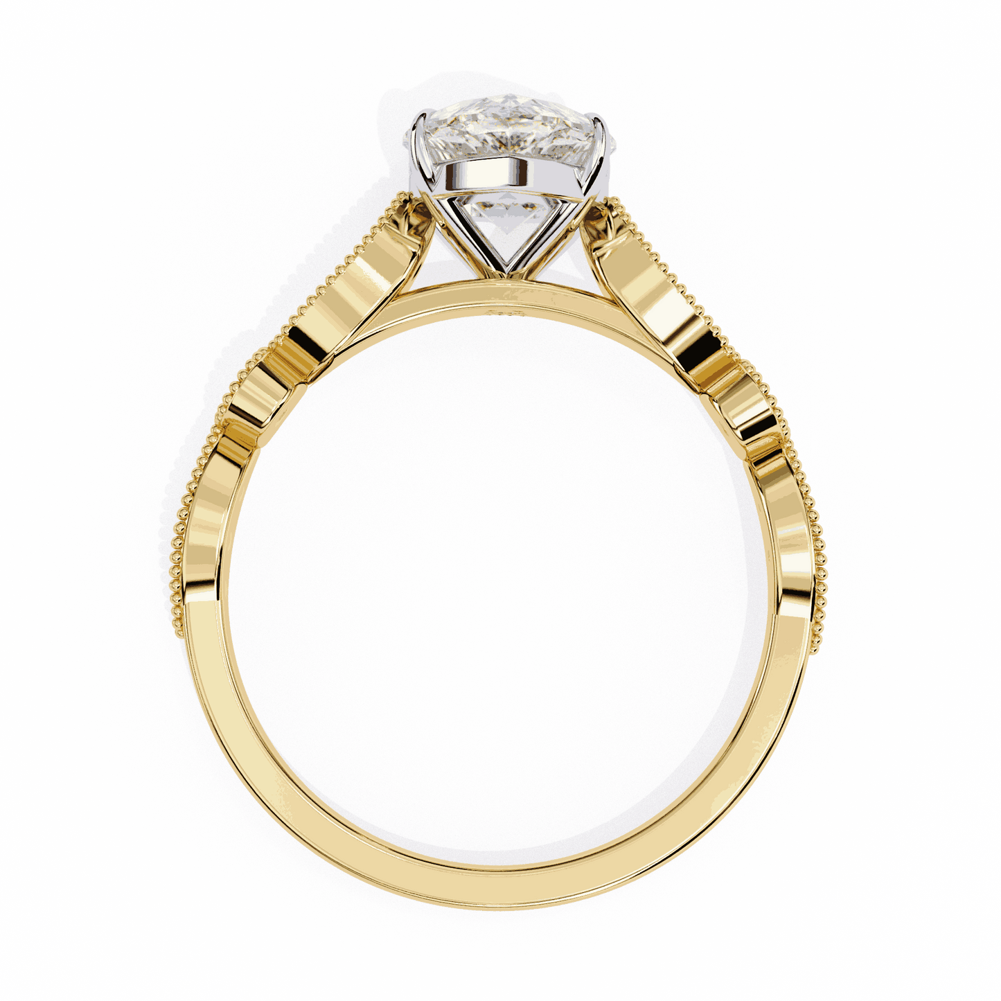 Oval Cut Lab Grown Diamond Cathedral Engagement Ring with Vintage Milgrain