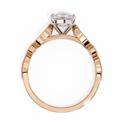 Oval Cut Lab Grown Diamond Cathedral Engagement Ring with Vintage Milgrain