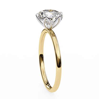 Round Cut Lab Grown Diamond Solitaire Engagement Ring with Tulip Six Prong