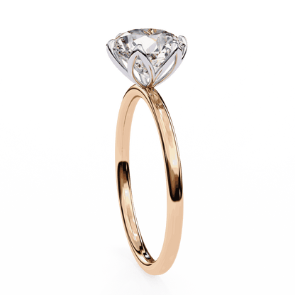 Round Cut Lab Grown Diamond Solitaire Engagement Ring with Tulip Six Prong