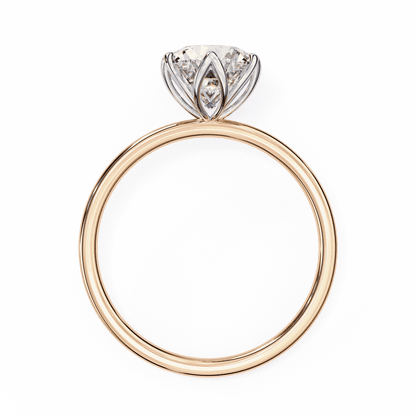 Round Cut Lab Grown Diamond Solitaire Engagement Ring with Tulip Six Prong