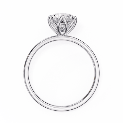 Round Cut Lab Grown Diamond Solitaire Engagement Ring with Tulip Six Prong
