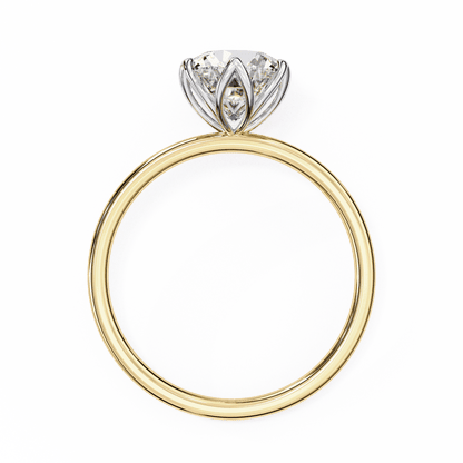 Round Cut Lab Grown Diamond Solitaire Engagement Ring with Tulip Six Prong