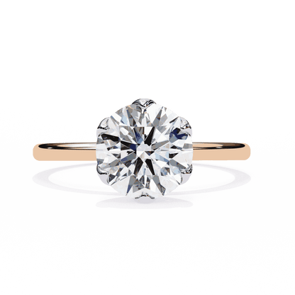 Round Cut Lab Grown Diamond Solitaire Engagement Ring with Tulip Six Prong