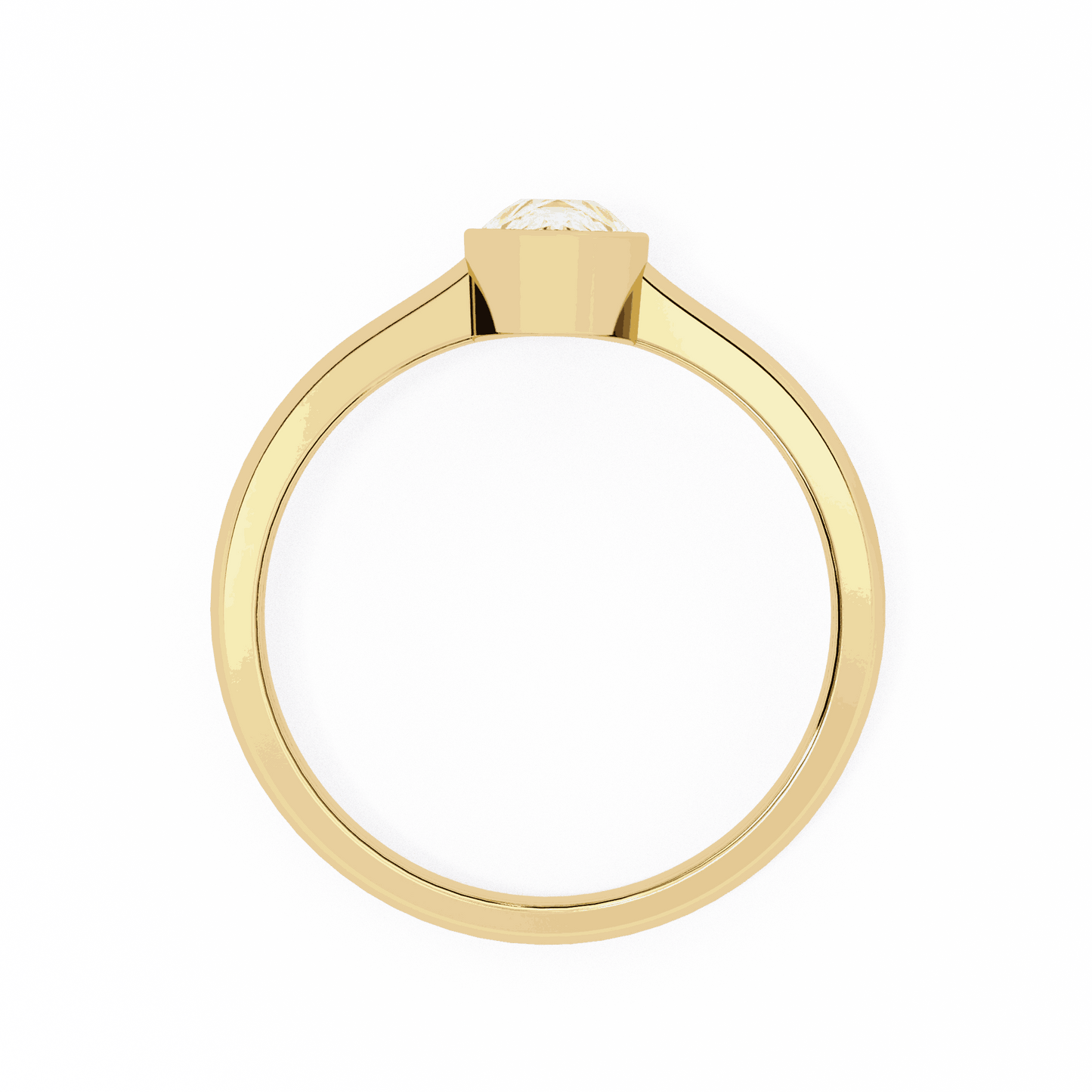 Pear Cut Lab Grown Diamond Bezel Engagement Ring with Minimalist Slim Band