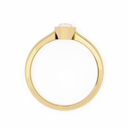 Pear Cut Lab Grown Diamond Bezel Engagement Ring with Minimalist Slim Band