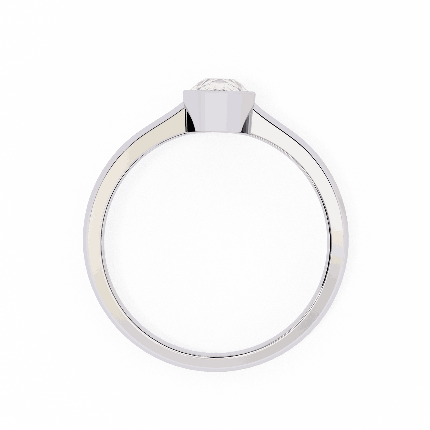 Pear Cut Lab Grown Diamond Bezel Engagement Ring with Minimalist Slim Band