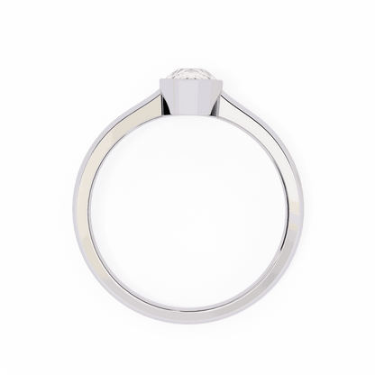 Pear Cut Lab Grown Diamond Bezel Engagement Ring with Minimalist Slim Band