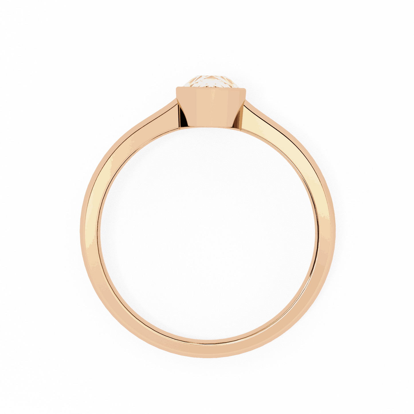 Pear Cut Lab Grown Diamond Bezel Engagement Ring with Minimalist Slim Band