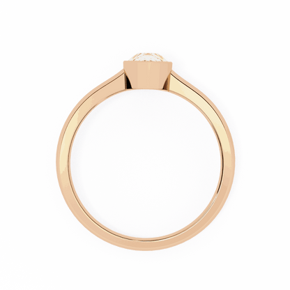 Pear Cut Lab Grown Diamond Bezel Engagement Ring with Minimalist Slim Band