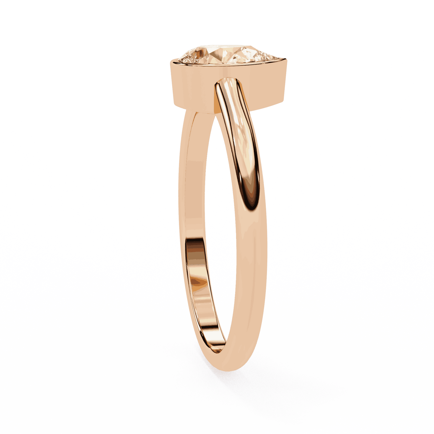 Pear Cut Lab Grown Diamond Bezel Engagement Ring with Minimalist Slim Band