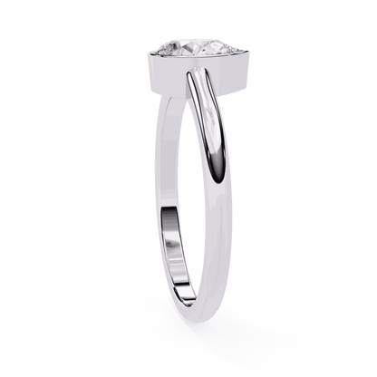 Pear Cut Lab Grown Diamond Bezel Engagement Ring with Minimalist Slim Band