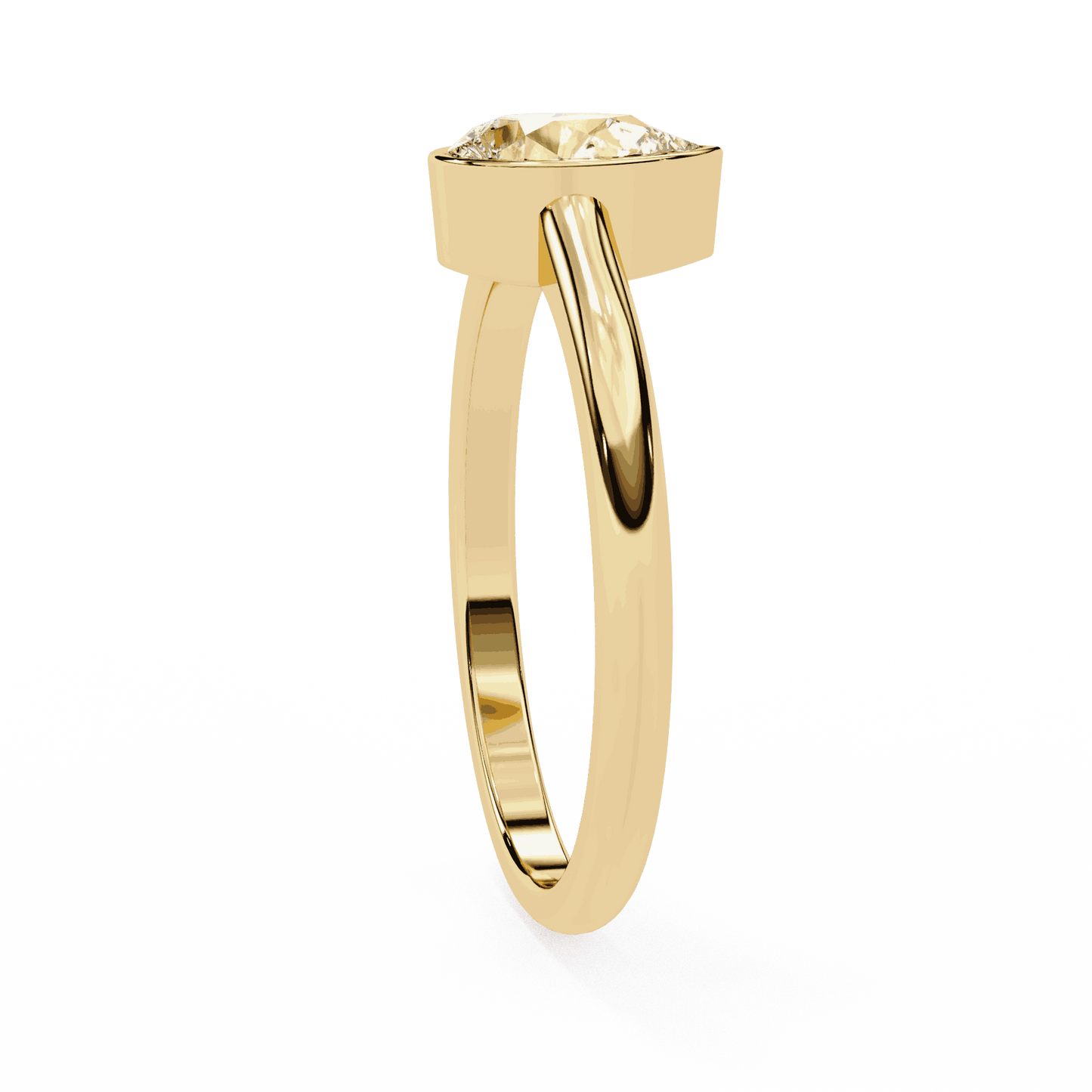 Pear Cut Lab Grown Diamond Bezel Engagement Ring with Minimalist Slim Band