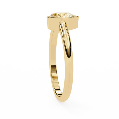 Pear Cut Lab Grown Diamond Bezel Engagement Ring with Minimalist Slim Band