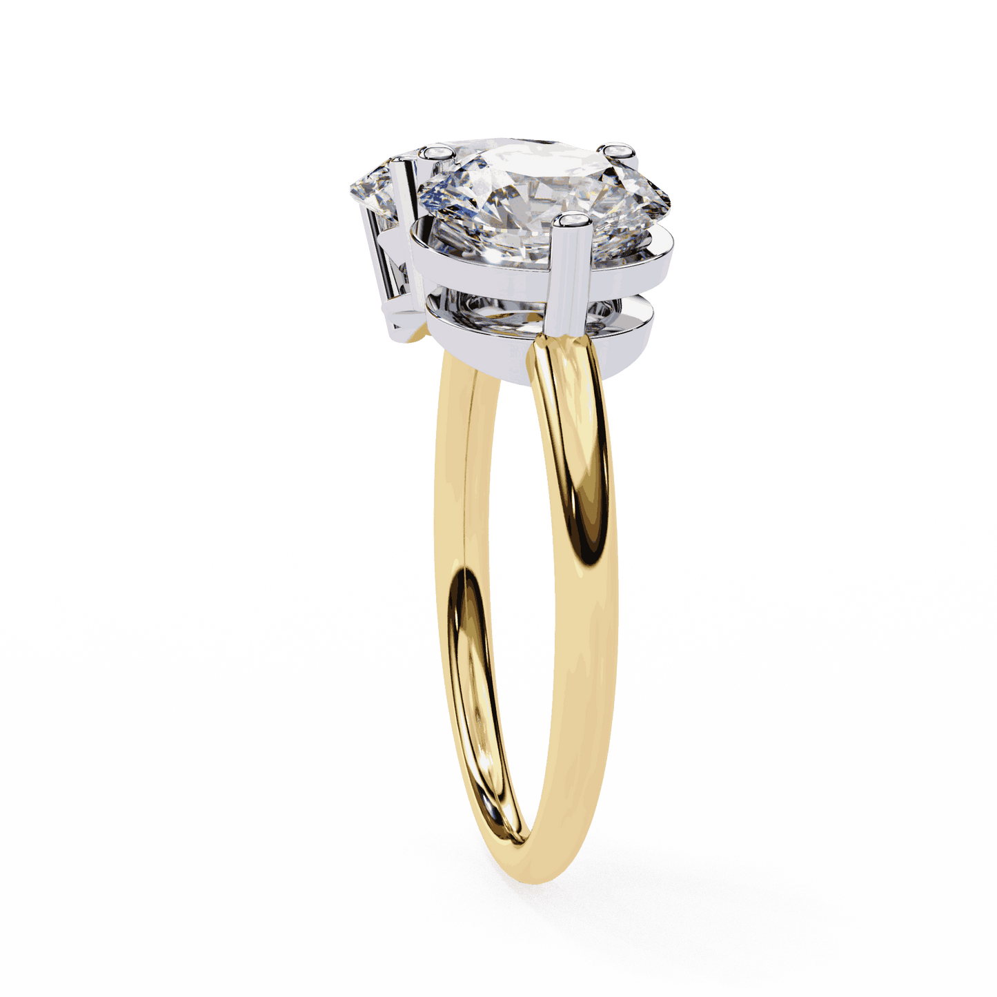 Oval and Round Cut Lab Grown Diamond Toi et Moi Engagement Ring with Two Stone Pairing