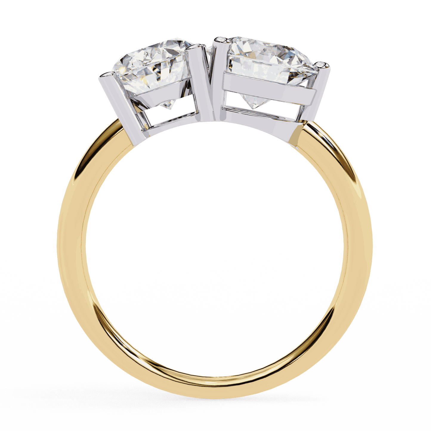 Oval and Round Cut Lab Grown Diamond Toi et Moi Engagement Ring with Two Stone Pairing