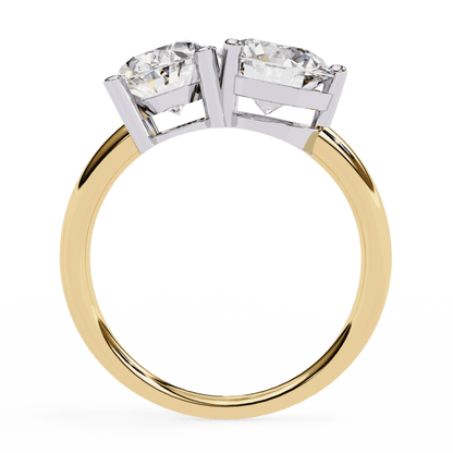 Oval and Round Cut Lab Grown Diamond Toi et Moi Engagement Ring with Two Stone Pairing