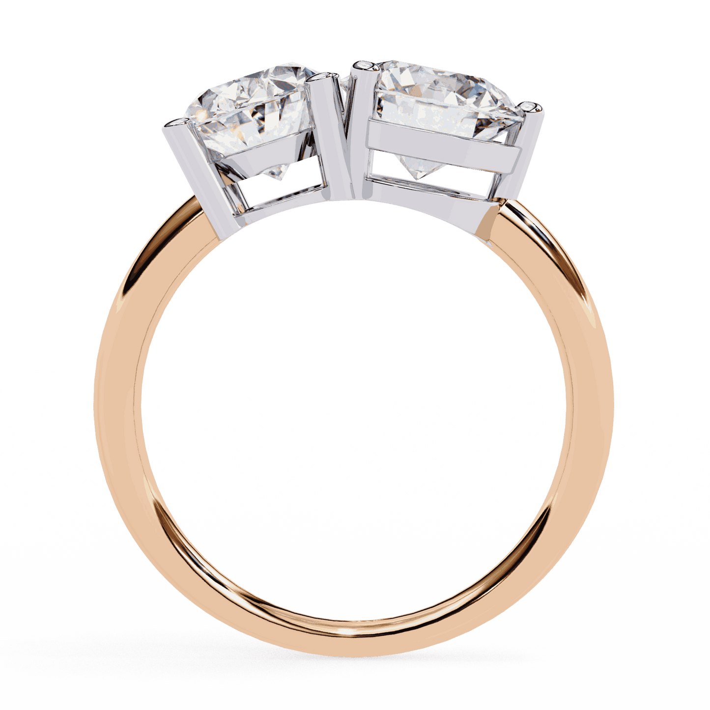 Oval and Round Cut Lab Grown Diamond Toi et Moi Engagement Ring with Two Stone Pairing