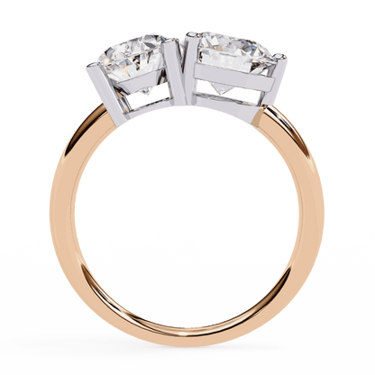 Oval and Round Cut Lab Grown Diamond Toi et Moi Engagement Ring with Two Stone Pairing