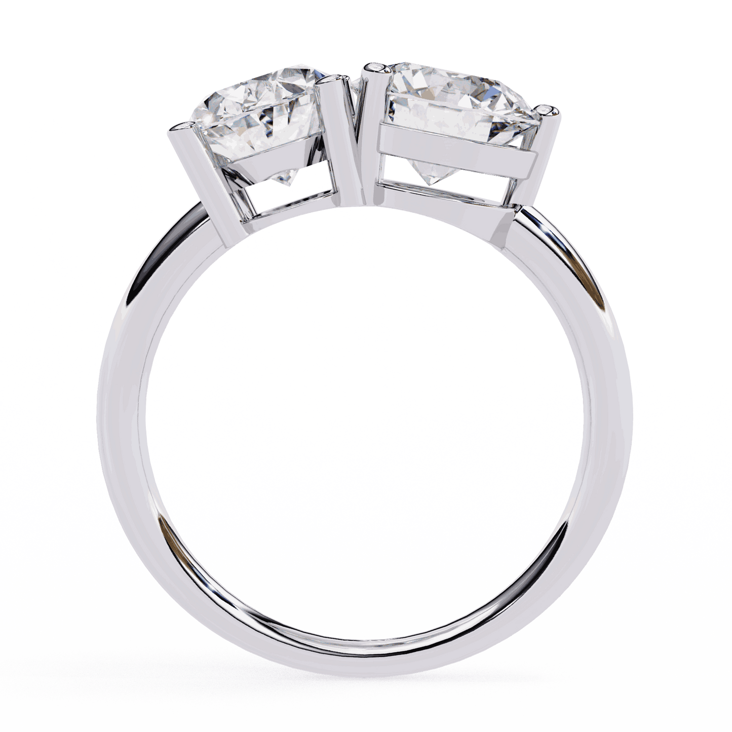 Oval and Round Cut Lab Grown Diamond Toi et Moi Engagement Ring with Two Stone Pairing