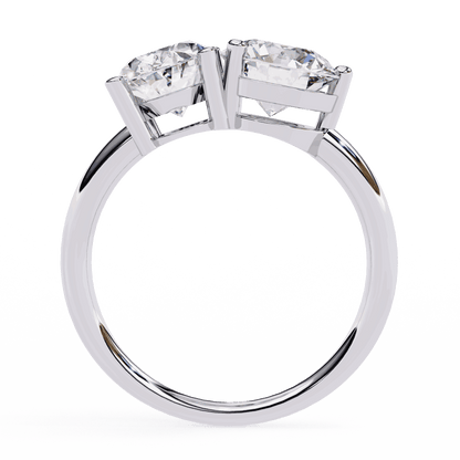Oval and Round Cut Lab Grown Diamond Toi et Moi Engagement Ring with Two Stone Pairing