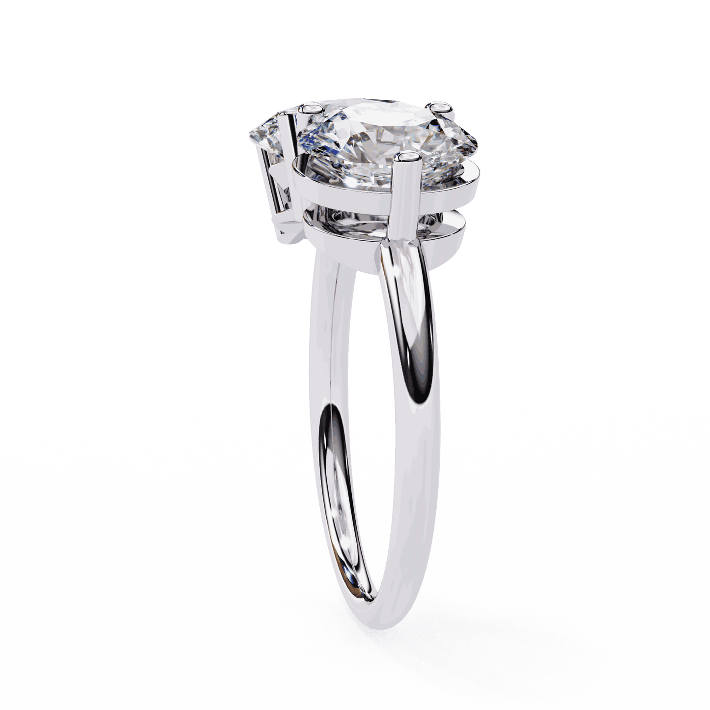 Oval and Round Cut Lab Grown Diamond Toi et Moi Engagement Ring with Two Stone Pairing