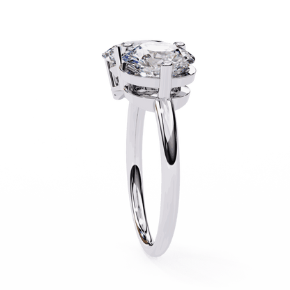 Oval and Round Cut Lab Grown Diamond Toi et Moi Engagement Ring with Two Stone Pairing