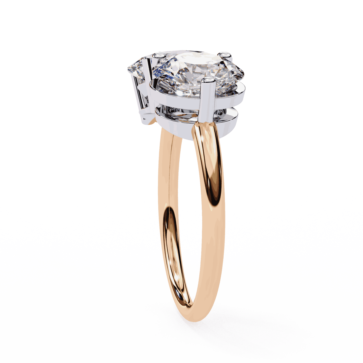 Oval and Round Cut Lab Grown Diamond Toi et Moi Engagement Ring with Two Stone Pairing