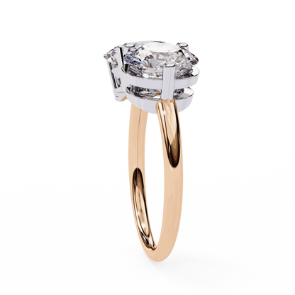 Oval and Round Cut Lab Grown Diamond Toi et Moi Engagement Ring with Two Stone Pairing