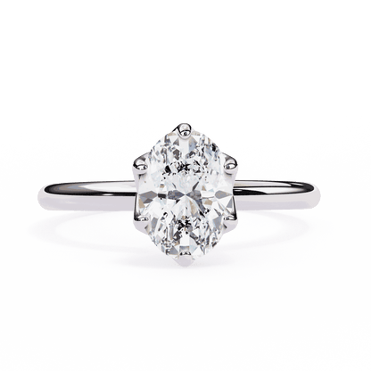 Oval Cut Lab Grown Diamond Solitaire Engagement Ring with Tulip Basket