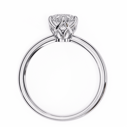 Oval Cut Lab Grown Diamond Solitaire Engagement Ring with Tulip Basket