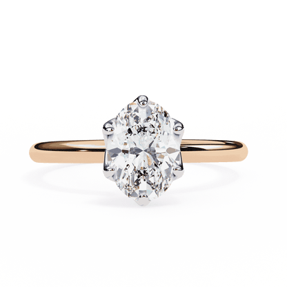 Oval Cut Lab Grown Diamond Solitaire Engagement Ring with Tulip Basket