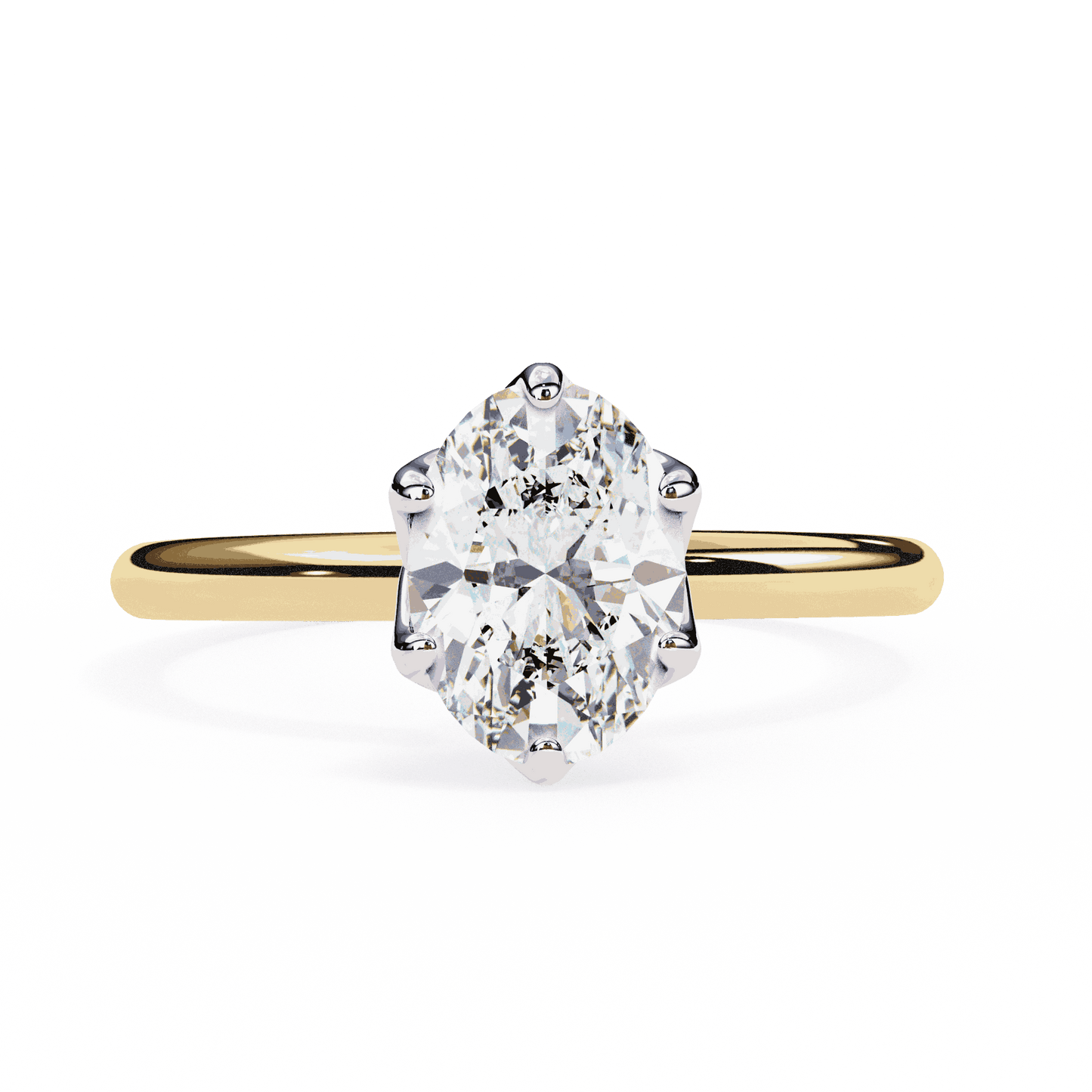 Oval Cut Lab Grown Diamond Solitaire Engagement Ring with Tulip Basket