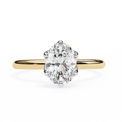 Oval Cut Lab Grown Diamond Solitaire Engagement Ring with Tulip Basket