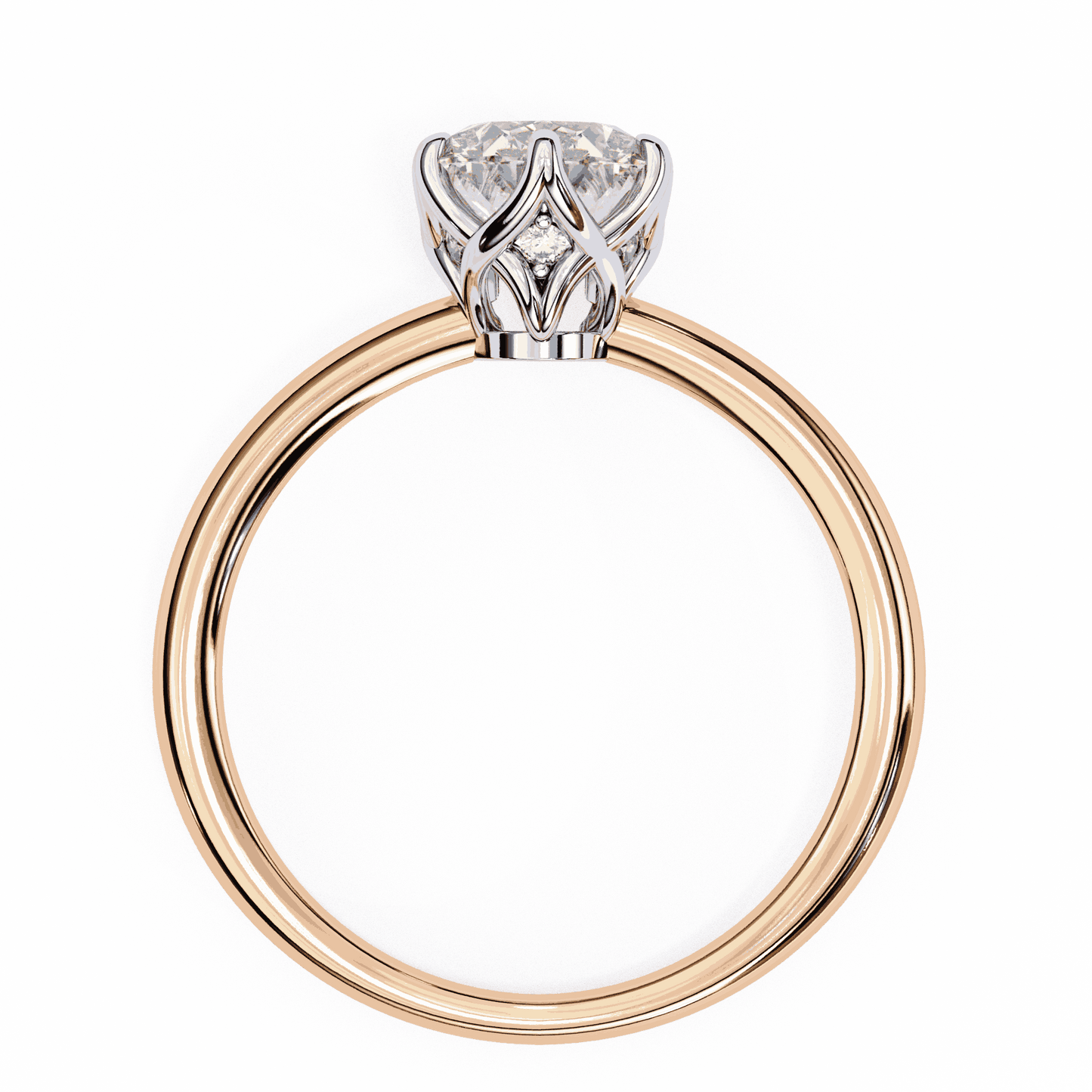 Oval Cut Lab Grown Diamond Solitaire Engagement Ring with Tulip Basket