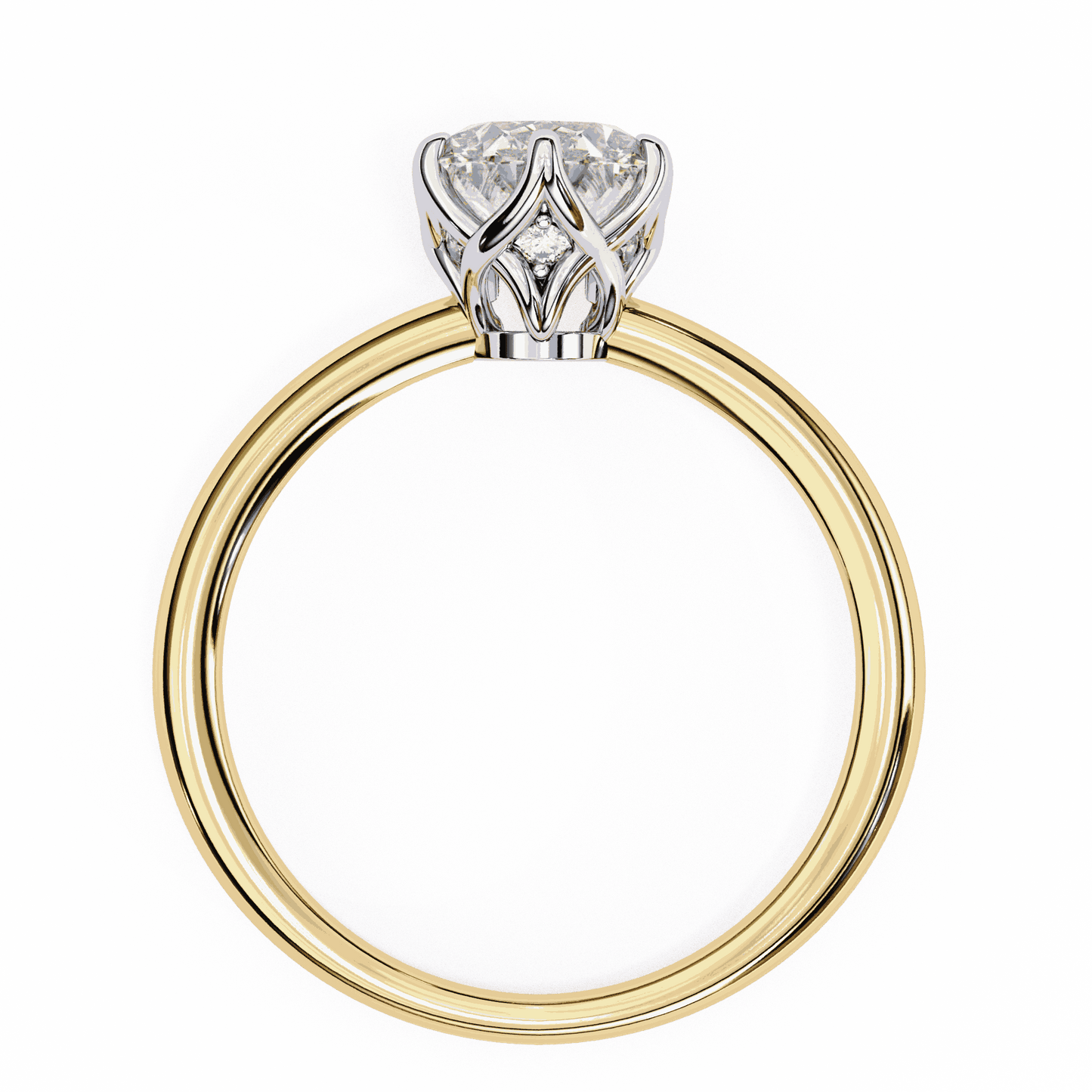 Oval Cut Lab Grown Diamond Solitaire Engagement Ring with Tulip Basket