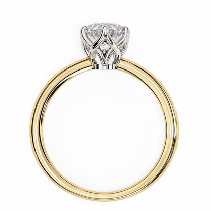 Oval Cut Lab Grown Diamond Solitaire Engagement Ring with Tulip Basket